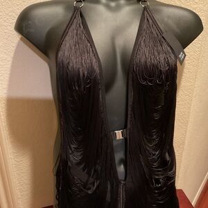 Thistle and Spire Black Fringe Benefits Slip